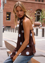Corrida Backless Top Chocolate Blue Dot