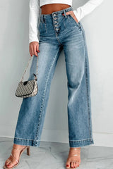 Hazel Blues® | Button Fly High Waist Jeans