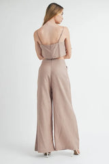 Hazel Blues® | MABLE Linen Mix Crop Cami and Wide Leg Pants Set