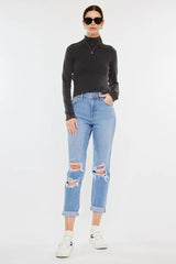 Hazel Blues® | Kancan High Rise Distressed Mom Jeans