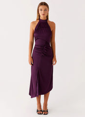 Casta Halterneck Midi Dress Plum
