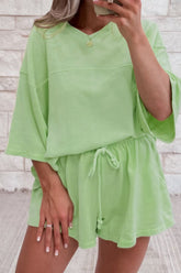 Hazel Blues® | Loose V Neck Half Sleeve Tee and Drawstring Shorts