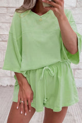 Hazel Blues® | Loose V Neck Half Sleeve Tee and Drawstring Shorts