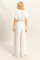 Hazel Blues® | HYFVE Twisted Front Short Sleeve Top and Wide Leg Pants Set