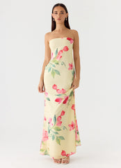 Bronte Strapless Maxi Dress Lemon Soleil