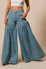 Hazel Blues® | BiBi Pleated Detail Wide Jeans