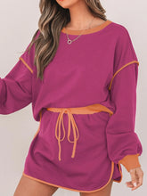 Hazel Blues® | Contrast Trim Long Sleeve Top and Skort Set