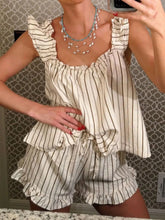 Hazel Blues® | Ruffled Striped Tank and Shorts Set