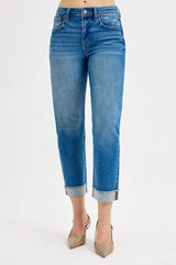 Hazel Blues® | RISEN High Rise Boyfriend Fit Ankle Jeans Plus SIze