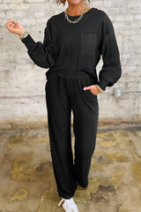 Hazel Blues® | Round Neck Top and Pants Set