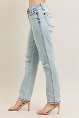 Hazel Blues® | Judy Blue Mr Repair Stitch Detail Destroy Single Cuff Bf Jeans