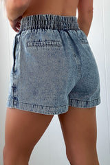Hazel Blues® | Drawstring High Waist Pocketed Denim Shorts