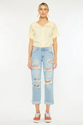 Hazel Blues® | Kancan Mid Rise Distressed Boyfriend Jeans