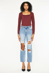 Hazel Blues® | Kancan High Rise Distressed Boyfriend Jeans
