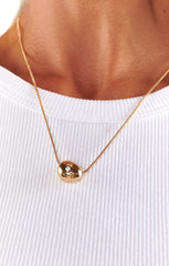 Ettika Crystal Dot Pebble Pendant Necklace ~ Gold
