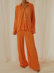 Hazel Blues® | Button Up Long Sleeve Top and Pants Set