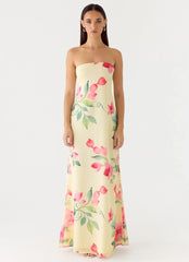 Bronte Strapless Maxi Dress Lemon Soleil