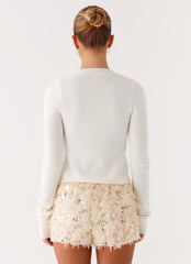 Candy Sequin Mini Shorts White