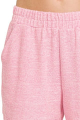 Hazel Blues® | Zenana Soft Melange Hacci Elastic Waist Band Shorts