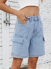 Hazel Blues® | High Waist Denim Shorts with Cargo Pockets