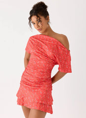 Antonie Mini Dress Magenta Red Rose