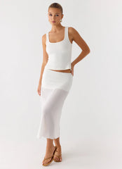 Connect My Heart Midi Skirt White