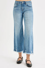 Hazel Blues® | RISEN Mid Rise Crop Wide Leg Jeans
