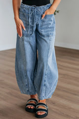 Hazel Blues® | Wide Leg Drawstring Jeans