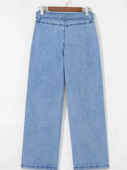 Hazel Blues® | High Waisted Wide Leg Belted Jeans