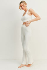 Hazel Blues® | Kimberly C Waffle Tank and High Waist Flare Pants Set