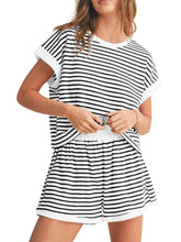 Hazel Blues® | Contrast Striped T-Shirt and Shorts Set