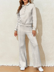 Hazel Blues® | Collared Sweatshirt and High Waist Pants Active Set