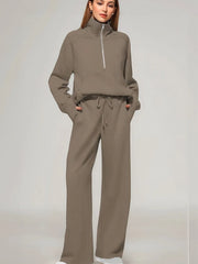 Hazel Blues® | Half Zip Long Sleeve Top and Pants Set