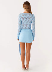 Consie Long Sleeve Mini Dress Pale Blue