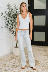 Hazel Blues® | Alyse Mid Rise Destroy & Fray Hem Bootcut