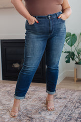 Hazel Blues® | Amber Cuffed Slim Fit Dark Wash Jeans