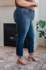 Hazel Blues® | Amber Cuffed Slim Fit Dark Wash Jeans