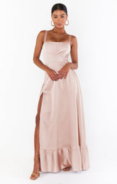 Clarissa Corset Dress ~ Rose Gold Luxe Satin