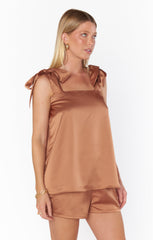 Glam Time Shorts ~ Copper Luxe Satin