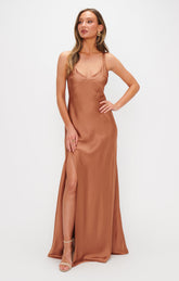 Anderson Maxi Dress ~ Copper Luxe Satin