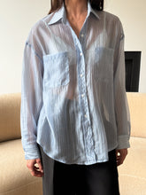 SHEER STRIPE TENCEL BUTTON UP SHIRT