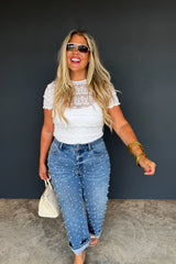Hazel Blues® | PREORDER: Denim & Pearls Crop Jeans