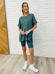 Hazel Blues® | Comfy Cruising Top and Biker Shorts Set in Ash Jade