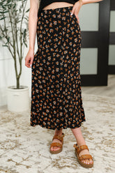 Hazel Blues® | Crisp Kiss Midi Skirt in Rust, White and Black