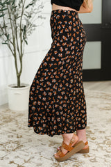 Hazel Blues® | Crisp Kiss Midi Skirt in Rust, White and Black