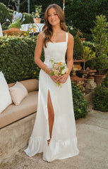 Clarissa Corset Dress ~ Ivory Luxe Satin