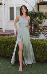 Bridesmaid Fabric Swatch ~ Silver Sage Luxe Satin