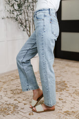 Hazel Blues® | Debbie High Rise Stone Wash Straight Fit Jeans