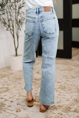 Hazel Blues® | Debbie High Rise Stone Wash Straight Fit Jeans