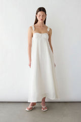 TEXTURED SLIP MAXI DRESS WITH EMPIRE WAIST